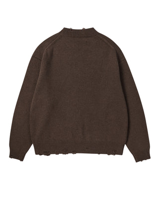 DISTRESSED BEAR WOOL KNIT BROWN