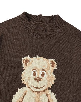 DISTRESSED BEAR WOOL KNIT BROWN