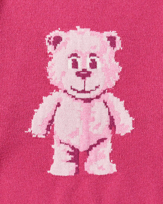 DISTRESSED BEAR WOOL KNIT HOT PINK