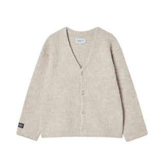 V NECK SOLID CARDIGAN BEIGE