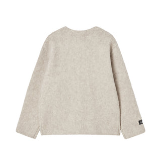 V NECK SOLID CARDIGAN BEIGE