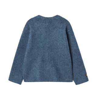 V NECK SOLID CARDIGAN BLUE