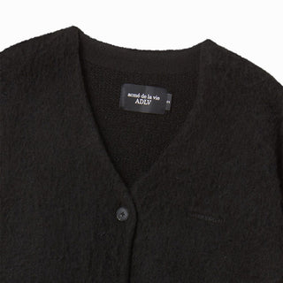 WOMAN V NECK CROP SOLID CARDIGAN BLACK