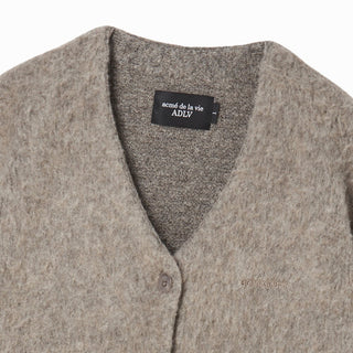 WOMAN V NECK CROP SOLID CARDIGAN COCOA