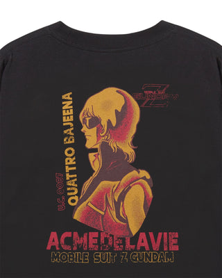 MOBILE SUIT Z GUNDAM PILOT BIO WASHING LONG SLEEVE T-SHIRT BLACK