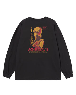 MOBILE SUIT Z GUNDAM PILOT BIO WASHING LONG SLEEVE T-SHIRT BLACK