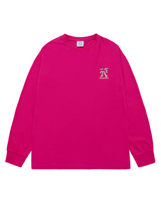 MOBILE SUIT Z GUNDAM PILOT BIO WASHING LONG SLEEVE T-SHIRT HOT PINK