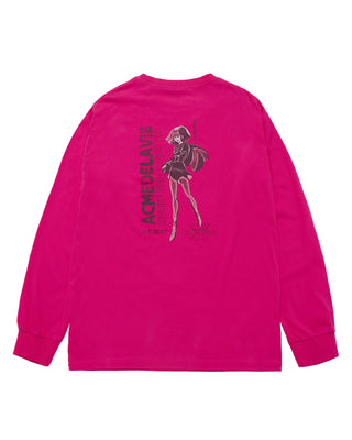MOBILE SUIT Z GUNDAM PILOT BIO WASHING LONG SLEEVE T-SHIRT HOT PINK