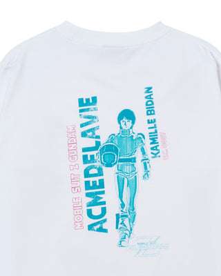 MOBILE SUIT Z GUNDAM PILOT BIO WASHING LONG SLEEVE T-SHIRT WHITE