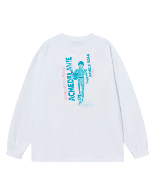 MOBILE SUIT Z GUNDAM PILOT BIO WASHING LONG SLEEVE T-SHIRT WHITE