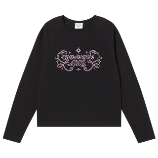 WOMAN PRINCESS FONT LONG SLEEVE T-SHIRT BLACK
