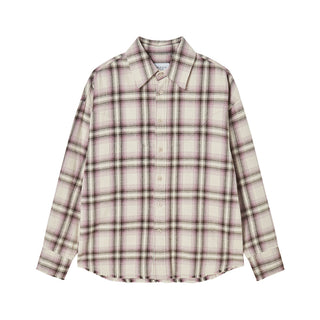DISTRESSED CHECK COTTON SHIRT BEIGE
