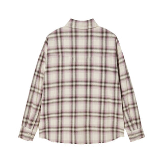 DISTRESSED CHECK COTTON SHIRT BEIGE