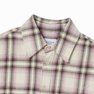 DISTRESSED CHECK COTTON SHIRT BEIGE