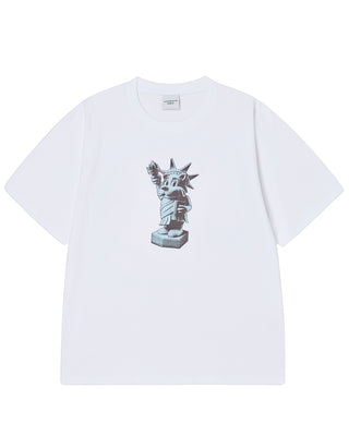 AC BEAR STATUE OF LIBERTY SHORT SLEEVE T-SHIRT WHITE