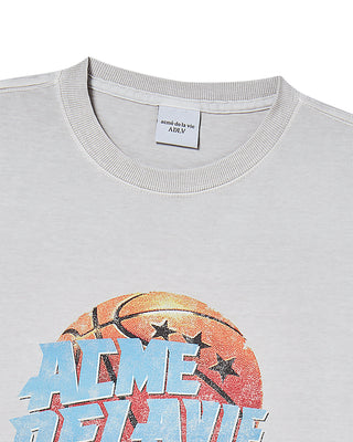 BASKET BALL PIGMENT SHORT SLEEVE T-SHIRT LIGHT GRAY