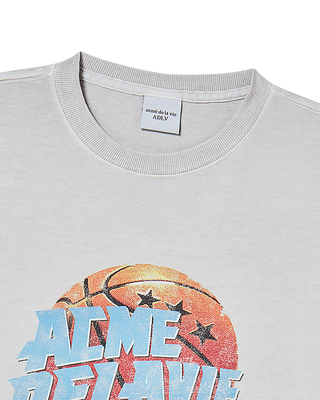 BASKET BALL PIGMENT SHORT SLEEVE T-SHIRT LIGHT GRAY