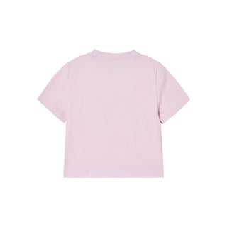 WOMAN MIRROR AC BEAR CROP SHORT SLEEVE T-SHIRT LIGHT PINK