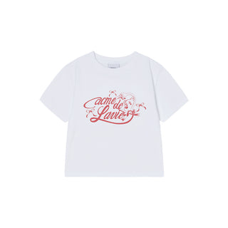 WOMAN MIRROR AC BEAR CROP SHORT SLEEVE T-SHIRT WHITE