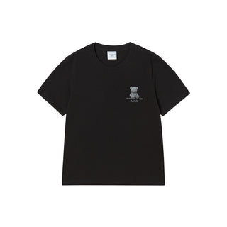 WOMAN FUZZY BEAR SHORT SLEEVE T-SHIRT BLACK