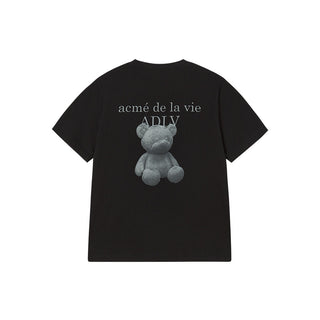WOMAN FUZZY BEAR SHORT SLEEVE T-SHIRT BLACK