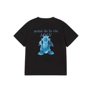 WOMAN FUZZY DRAGON ARTWORK SHORT SLEEVE T-SHIRT BLACK