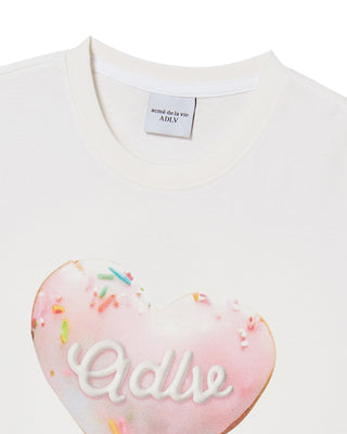 WOMAN HEART DOUGHNUT SHORT SLEEVE T-SHIRT CREAM