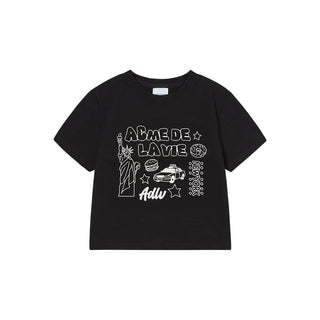 WOMAN NY IMAGE CROP SHORT SLEEVE T-SHIRT BLACK