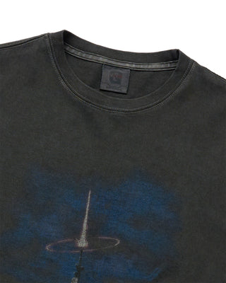 MOBILE SUIT GUNDAM LAST SHOOTING PIGMENT WASHING SHORT SLEEVE T-SHIRT CHARCOAL