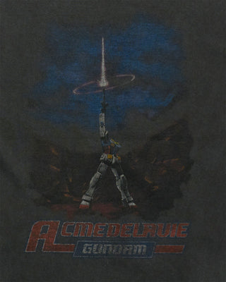 MOBILE SUIT GUNDAM LAST SHOOTING PIGMENT WASHING SHORT SLEEVE T-SHIRT CHARCOAL