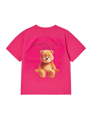 KIDS AC BEAR BASIC LOGO SHORT SLEEVE T-SHIRT HOT PINK
