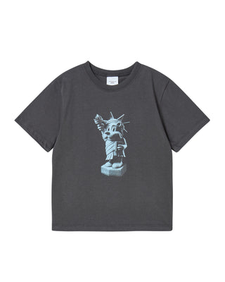 KIDS AC BEAR STATUE OF LIBERTY SHORT SLEEVE T-SHIRT CHARCOAL