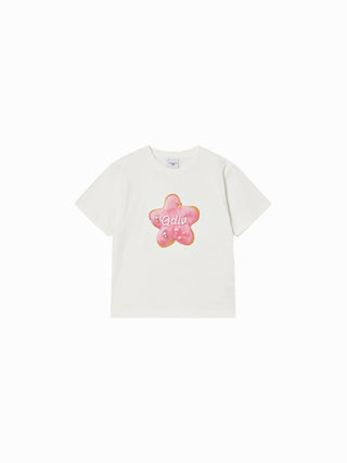 KIDS STAR DOUGHNUT SHORT SLEEVE T-SHIRT CREAM