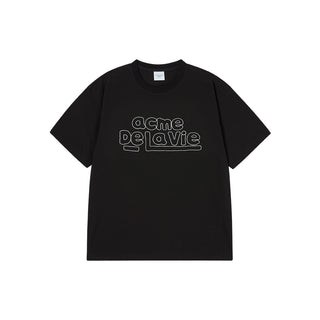SIMPLE BORDER LINE SHORT SLEEVE T-SHIRT BLACK
