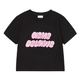 WOMAN CLOUD FONT CROP SHORT SLEEVE T-SHIRT BLACK
