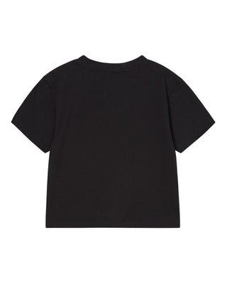 WOMAN CLOUD FONT CROP SHORT SLEEVE T-SHIRT BLACK