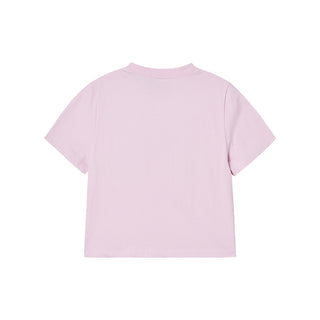 WOMAN CLOUD FONT CROP SHORT SLEEVE T-SHIRT LIGHT PINK