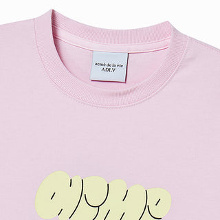 WOMAN CLOUD FONT CROP SHORT SLEEVE T-SHIRT LIGHT PINK