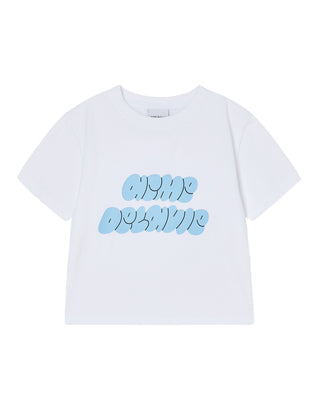 WOMAN CLOUD FONT CROP SHORT SLEEVE T-SHIRT WHITE