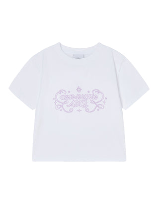 WOMAN PRINCESS FONT CROP SHORT SLEEVE T-SHIRT WHITE