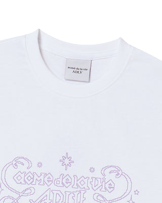 WOMAN PRINCESS FONT CROP SHORT SLEEVE T-SHIRT WHITE