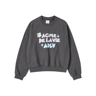 WOMAN AC BEAR CANDY CROP SWEATSHIRT CHARCOAL