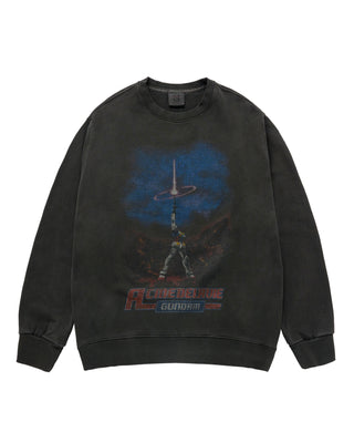 MOBILE SUIT GUNDAM LAST SHOOTING PIGMENT WASHING SWEATSHIRT CHARCOAL