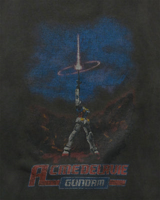 MOBILE SUIT GUNDAM LAST SHOOTING PIGMENT WASHING SWEATSHIRT CHARCOAL