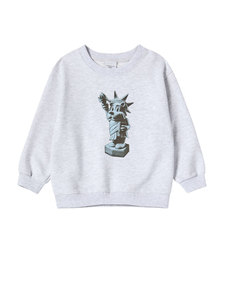 KIDS AC BEAR STATUE OF LIBERTY SWEATSHIRT MELANGE
