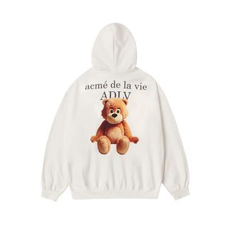 AC BEAR BASIC LOGO HOODIE ZIP UP CREAM
