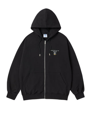 MOBILE SUIT GUNDAM BASIC LOGO HOODIE ZIP UP BLACK