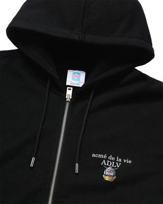 MOBILE SUIT GUNDAM BASIC LOGO HOODIE ZIP UP BLACK