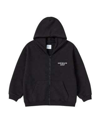 KIDS BORDER LINE BASIC LOGO HOODIE ZIP UP BLACK