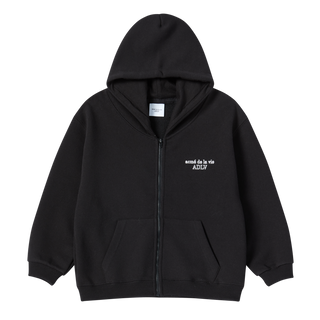 KIDS BORDER LINE BASIC LOGO HOODIE ZIP UP BLACK